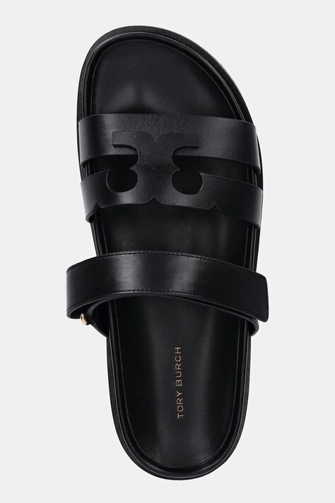 Шкіряні шльопанці Tory Burch Ines Sport — SS25-KLD08P, чорний — фото 4