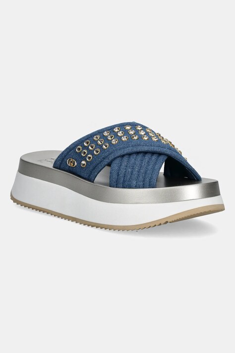 Liu Jo papuci DREAMY SANDAL 05 femei, culoarea albastru marin, cu platforma, BA5091TX474S3206