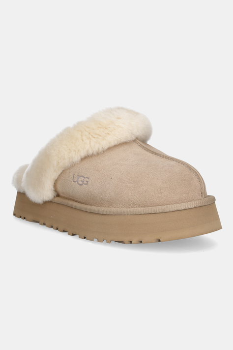 UGG papuci din piele intoarsa Disquette culoarea bej, 1122550-SAN