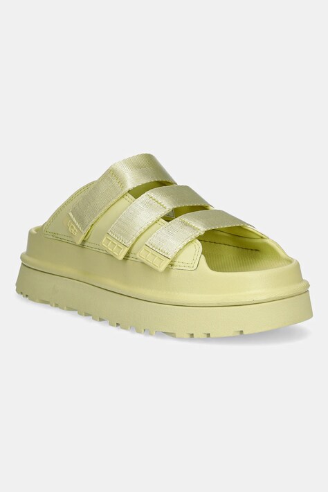 UGG papuci Goldenglow Slide femei, culoarea verde, cu platforma, 1167430-GLDN