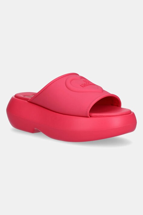 Love Moschino papuci femei, culoarea roz, cu platforma, JA28207I0MI40604