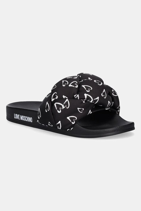 Love Moschino papuci femei, culoarea negru, JA28312G0MIW100B