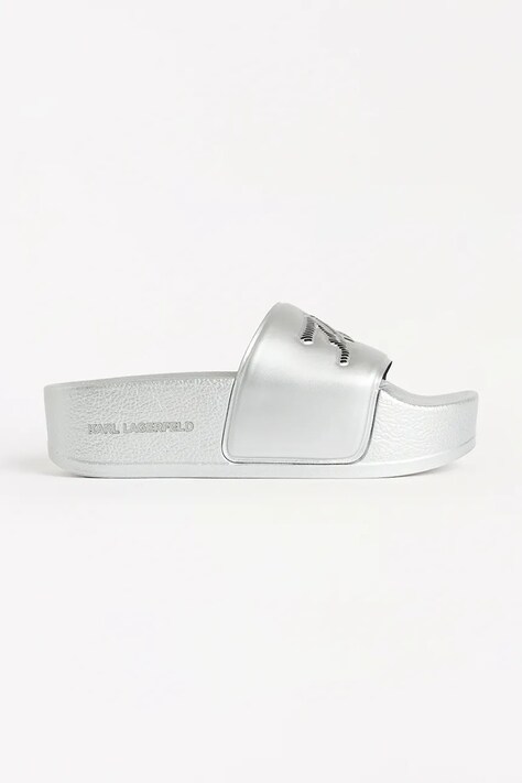Karl Lagerfeld papuci KONDO MAXI femei, culoarea argintiu, cu platforma, KL80872