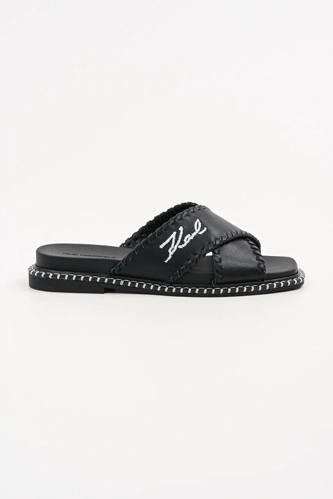 Karl Lagerfeld slapi de piele KLEO femei, culoarea negru, KL81372