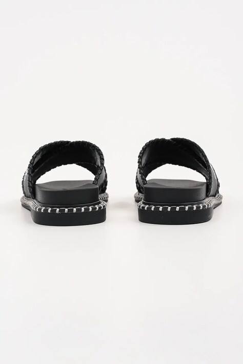 Шкіряні шльопанці Karl Lagerfeld KLEO — SS25-KLD0DB, чорний — фото 3