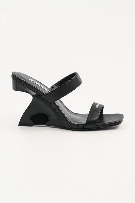 Karl Lagerfeld papuci de piele WAVERLY femei, culoarea negru, toc pana, KL34611