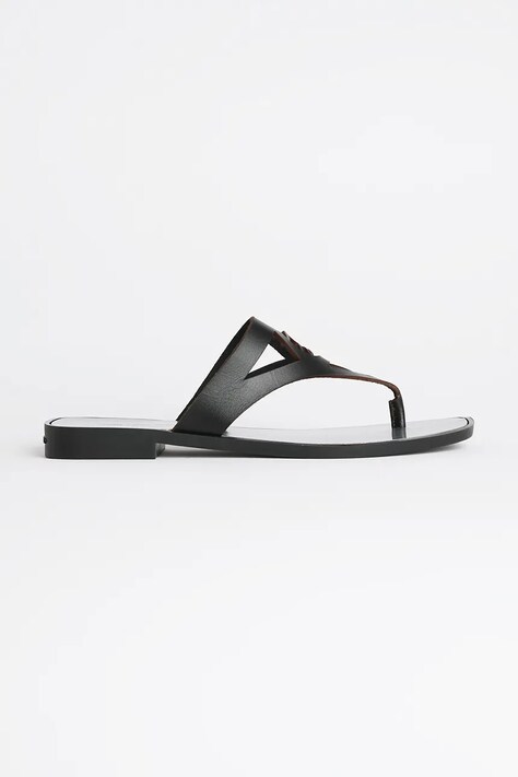 Karl Lagerfeld slapi de piele SKOOT II femei, culoarea negru, cu toc plat, KL80407
