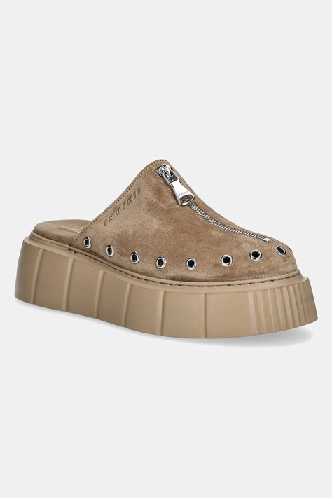 Inuikii papuci din piele Matilda Mule Suede femei, culoarea bej, cu platforma, 1001.017.0021.250 / 30102-072