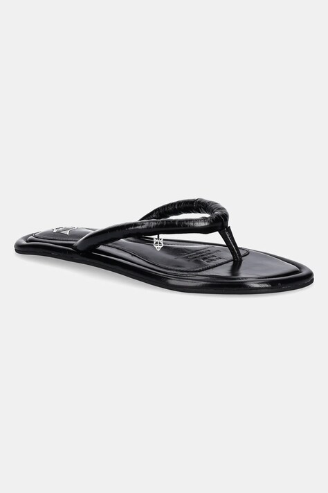 Naked Wolfe slapi de piele Grenada femei, culoarea negru, cu toc plat, Grenada Black Leather