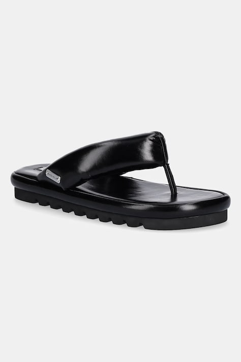 Naked Wolfe slapi de piele Hilary femei, culoarea negru, cu toc plat, Hilary Black Leather