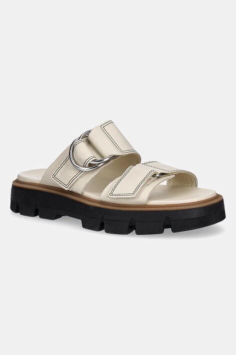 Sorel slapi de piele REIN CB SLIDE femei, culoarea bej, cu platforma, 2113111191