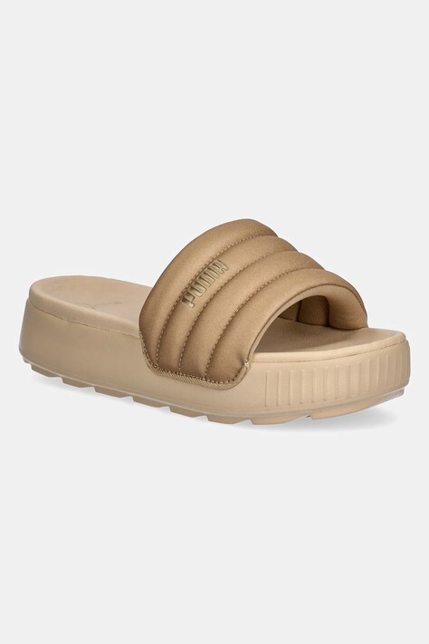 Šľapky Puma Karmen Slide Puffy Wns dámske, béžová farba, na platforme, 400679