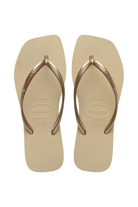 Žabky Havaianas SQUARE dámské, zlatá barva, na plochém podpatku, 4148301-0154