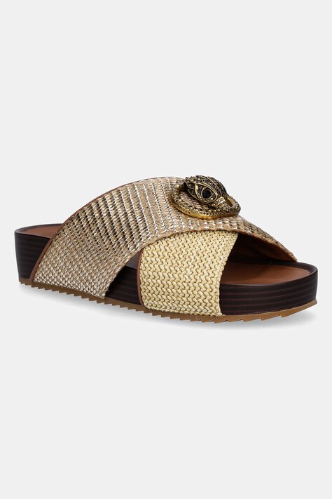 Pantofle Kurt Geiger London Chelsea Cross Strap dámské, zlatá barva, na platformě, 3973166189