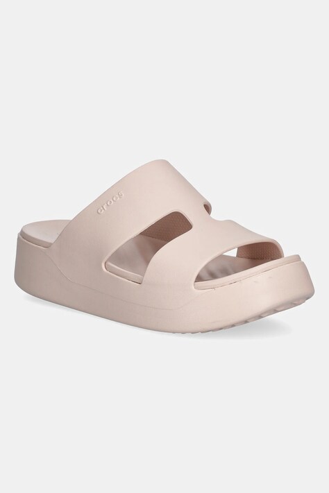 Crocs papuci Getaway Platform H - Strap femei, culoarea bej, cu platforma, 209409-6UR