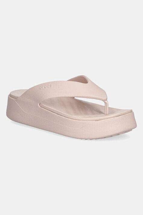 Crocs șlapi Getaway Platform Flip femei, culoarea bej, cu platforma, 209410-6UR