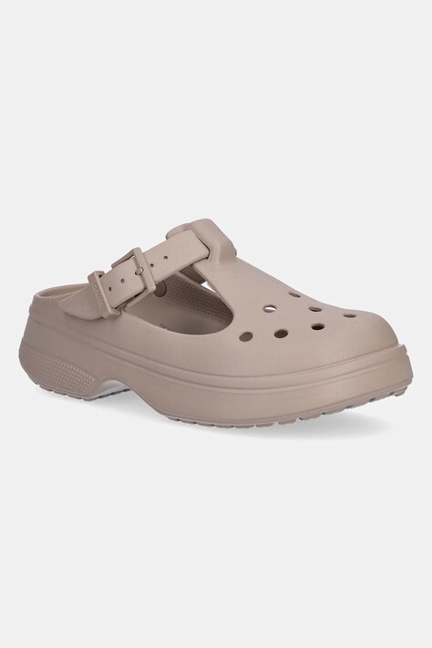 Crocs papuci Classic Mary Jane Clog femei, culoarea maro, cu platforma, 210581-214