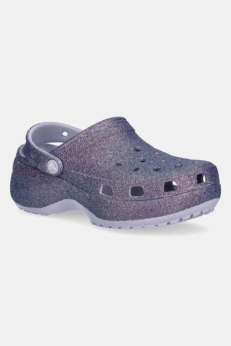 Шльопанці Crocs Platform Irid Glitter Clog жіночі колір фіолетовий на платформі 211024-5BR