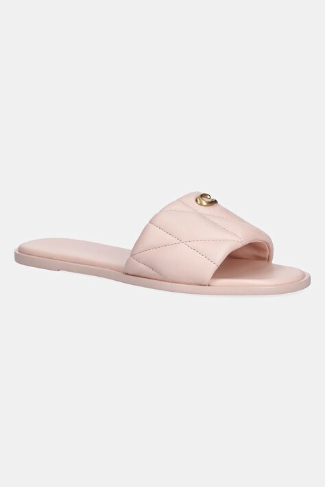 Coach leather sliders Holly women's pink color CR047