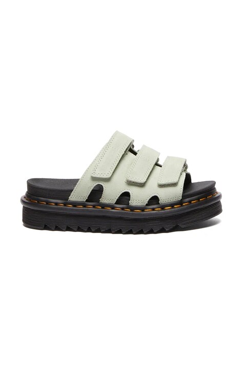 Dr. Martens klapki zamszowe Raine damskie kolor zielony na platformie DM40521300