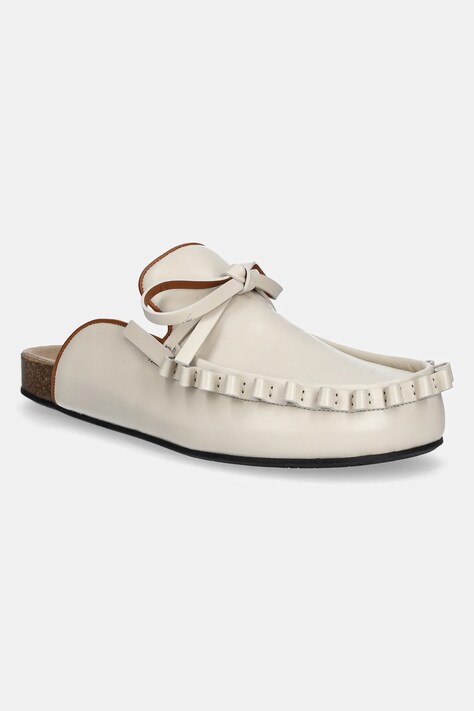 Kožené pantofle JW Anderson dámské, béžová barva, LF0069 LA0323 002