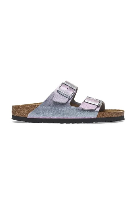 Birkenstock papuci Arizona Saffiano Iridescent femei, culoarea violet, 1029510