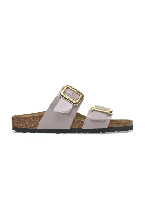 Šľapky Birkenstock Sydney Patent Cushion Buckle dámske, fialová farba, 1029431