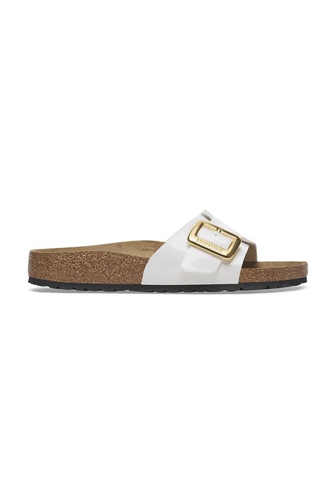 Birkenstock ciabatte slide Catalina Patent Cushion Buckle donna colore bianco 1029437