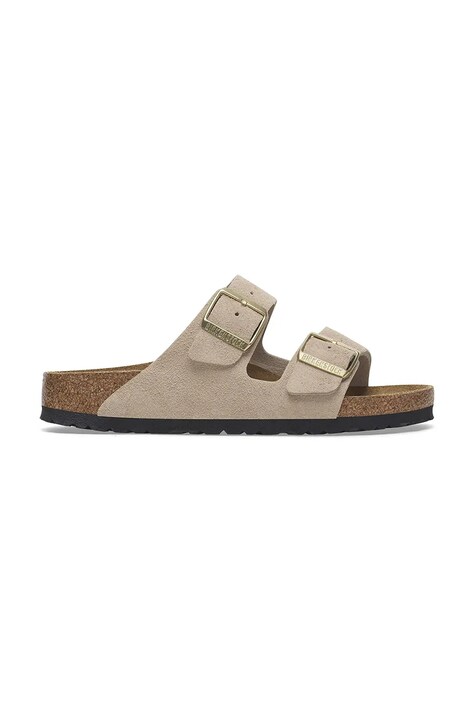 Semišové pantofle Birkenstock Arizona dámské, béžová barva, 1029260