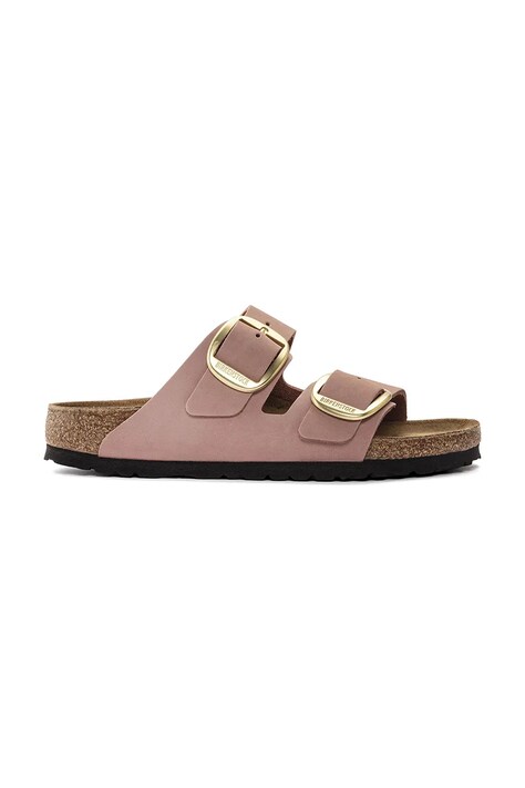 Birkenstock papuci din nubuc Arizona Big Buckle femei, culoarea roz, 1023963