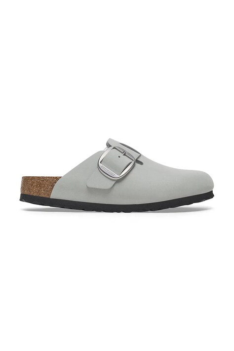 Birkenstock papuci din nubuc Boston Big Buckle femei, culoarea gri, 1029303