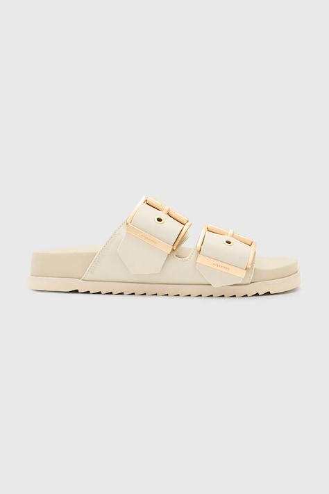 AllSaints klapki skórzane Sian Sandal damskie kolor beżowy W034FC