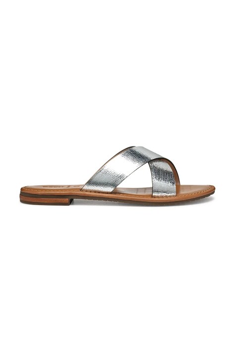 Geox papuci de piele D SOZY S femei, culoarea argintiu, D55LXH 000KY C1007