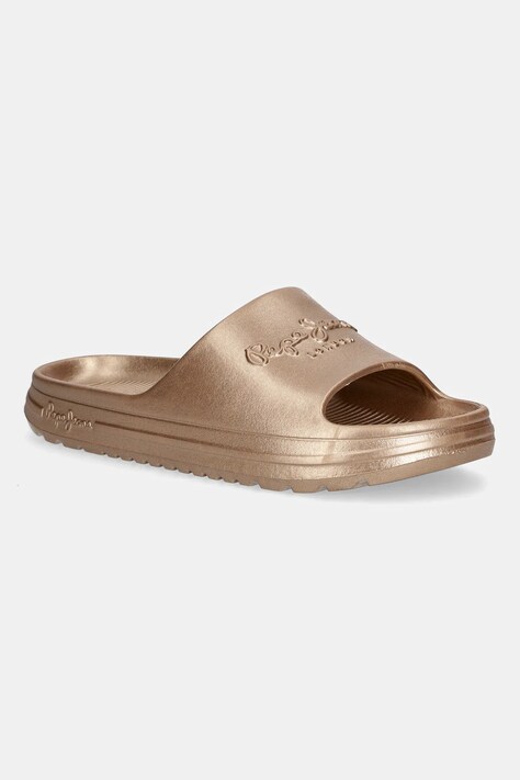 Pepe Jeans papuci BEACH SLIDEMET W culoarea auriu, PLS70165