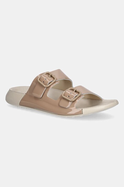 Kožené pantofle Ecco Cozmo 2-Strap Premium dámské, béžová barva, 206833-01084