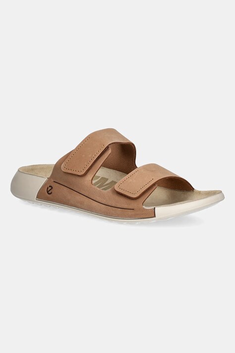 Ecco papuci din nubuc Nd Cozmo 2 Strap Flat femei, culoarea maro, 206823-02291