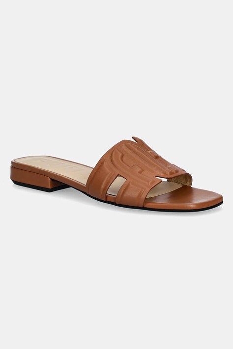 Kožené pantofle Furla Summer Mule dámské, hnědá barva, YJ34SUM X30000 RY000