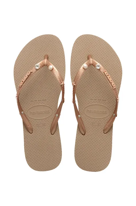 Havaianas japonki SLIM LUXURY AQUA damskie kolor brązowy 4149965.3581