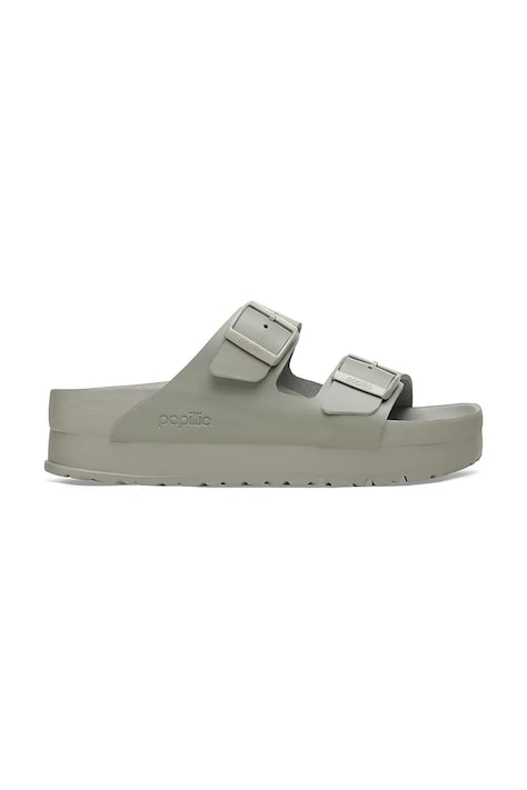 Kožené pantofle Birkenstock Arizona Flex Platform Birkenstock x Papillio dámské, šedá barva, na platformě, 1026913
