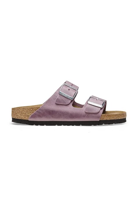 Birkenstock papuci de piele Arizona femei, culoarea violet, 1025490