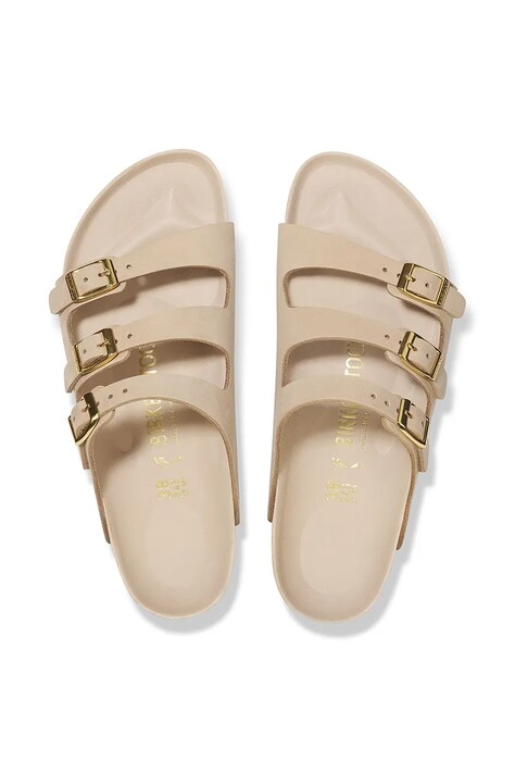 Шльопанці з нубуку Birkenstock Florida HEX — SS25-KLD0Y6, бежевий — фото 5