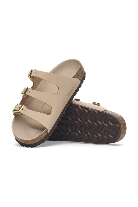 Шльопанці з нубуку Birkenstock Florida HEX — SS25-KLD0Y6, бежевий — фото 6