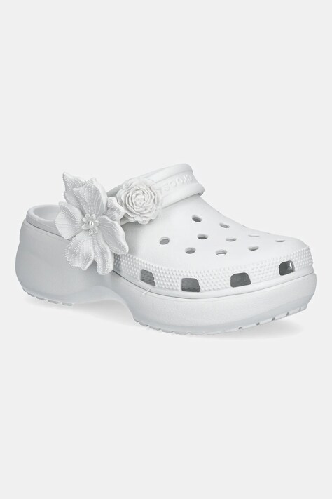 Crocs papuci Classic Platform Bouquet Clog culoarea gri, cu platforma, 211292