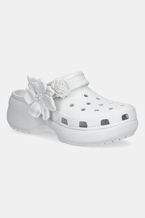 Crocs sliders Classic Platform Bouquet Clog gray color 211292