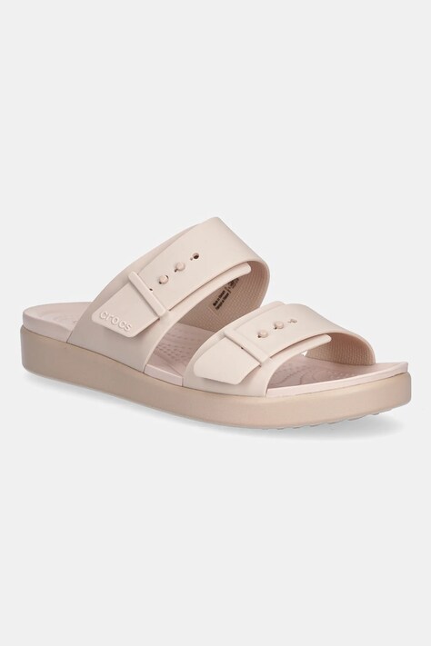 Crocs klapki Brooklyn Buckle Low damskie kolor różowy na platformie 211215