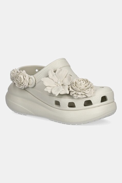 Crocs klapki Crush Bouquet Clog damskie kolor beżowy na platformie 211448