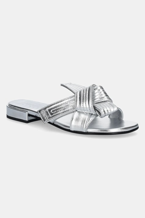 Kenzo leather sliders Mule silver color FE62MU125L77.AG