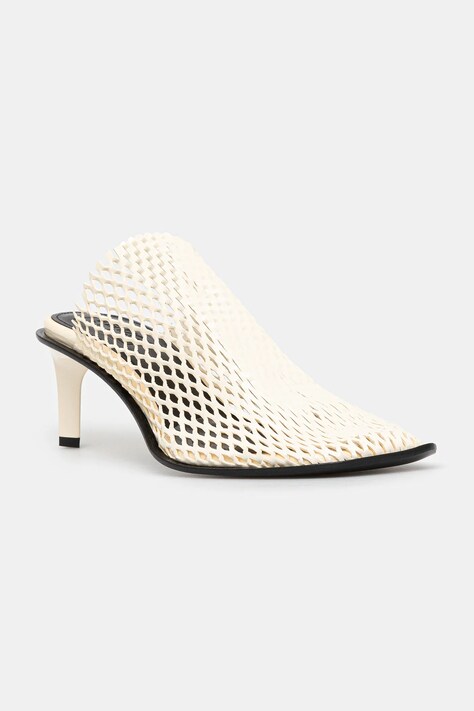 Kenzo klapki Mule damskie kolor beżowy na szpilce FF52MU140L64.02