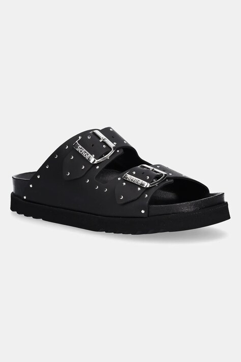 Scholl slapi de piele BEATRIZ femei, culoarea negru, F306131004