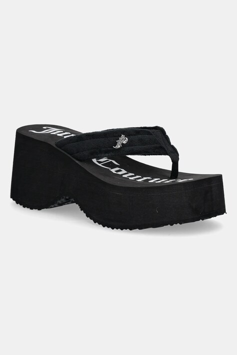 В'єтнамки Juicy Couture WHITNEY VELOUR Y2K WEDGE жіночі колір чорний на платформі JCFSAN225009